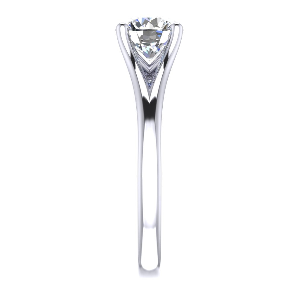 Round Solitaire Platinum Ring, Split 4 Prong | SMR