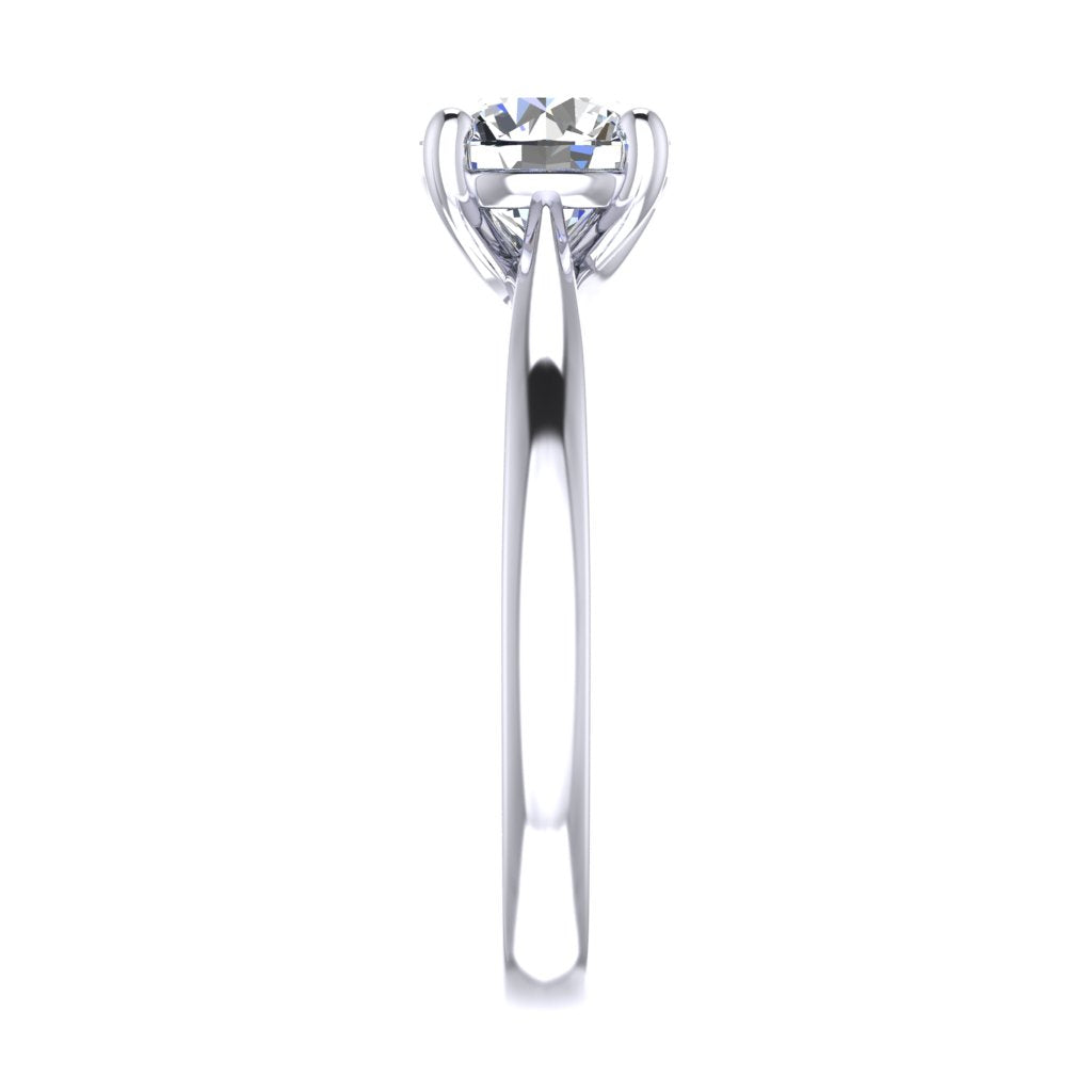 Round Solitaire Platinum Ring, Cross Over 4 Prong | SMR