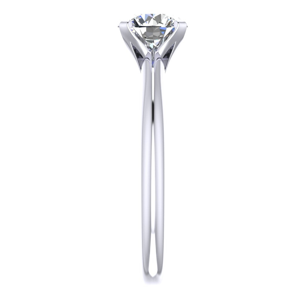 Round Solitaire Platinum Ring, Raised 4 Prong | SMR