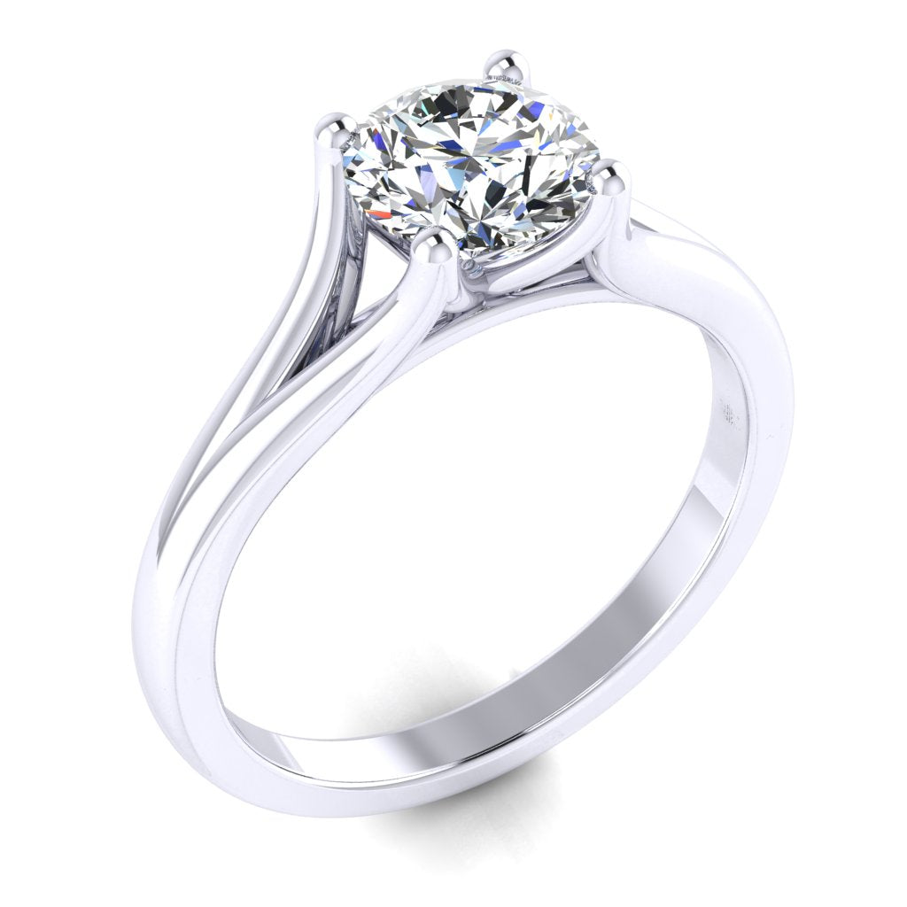 Round Solitaire Platinum Ring, Split 4 Prong | SMR