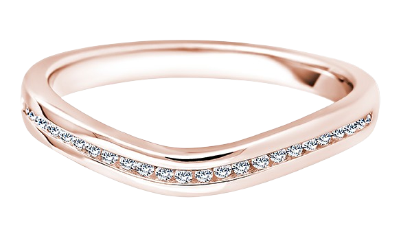 Round Diamond Rose Gold Ring, Curved Channel Half Eternity | ET1247