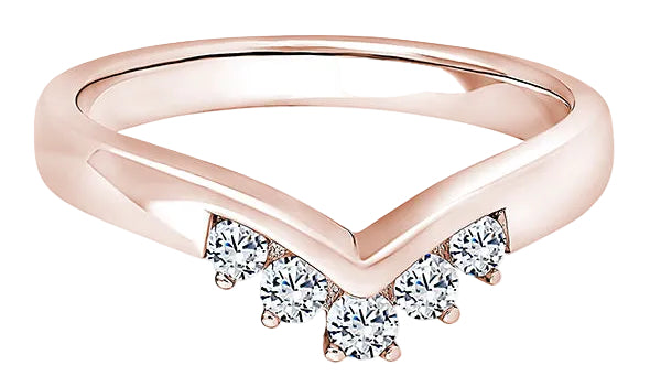 Round Diamond Rose Gold Ring, Tiara Wishbone Half Eternity | ET1252