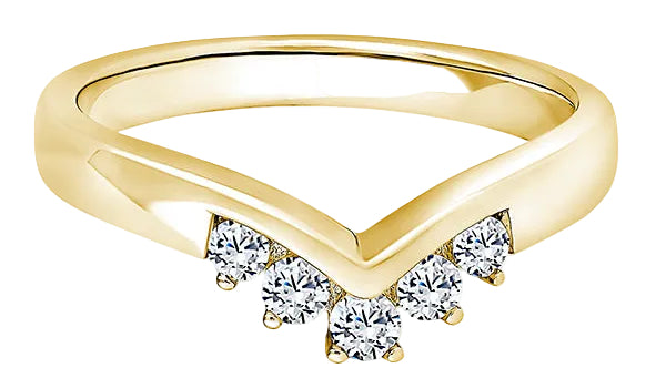 Round Diamond Yellow Gold Ring, Tiara Wishbone Half Eternity | ET1252