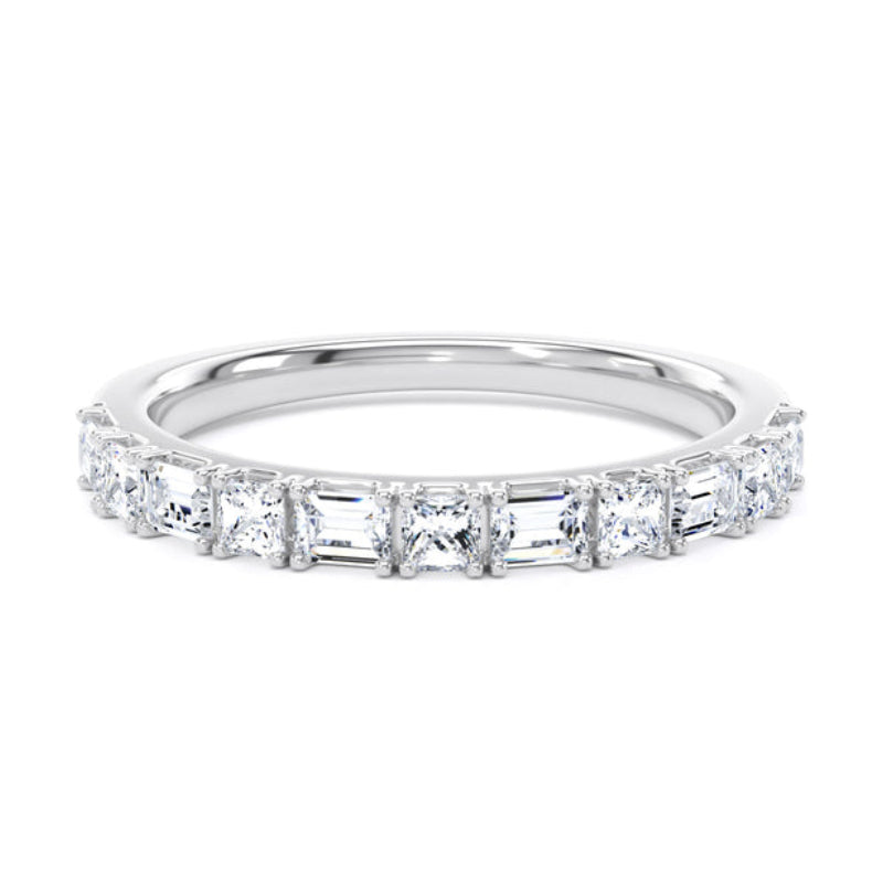 Princess & Baguette Diamond Ring, Prong Set Half Eternity Ring | ET1210