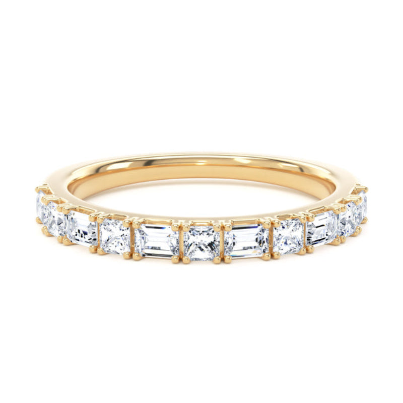 Princess & Baguette Diamond Ring, Prong Set Half Eternity Ring | ET1210