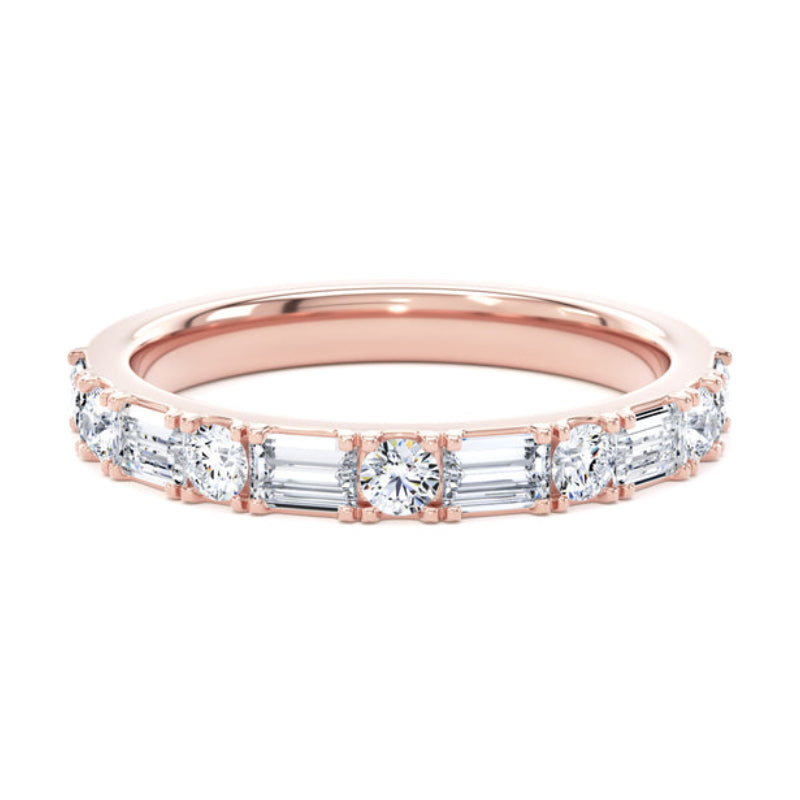 Round & Baguette Diamond Ring, Prong Set Half Eternity | ET1230