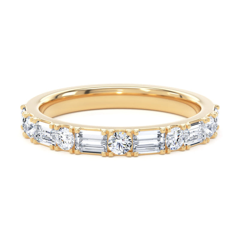 Round & Baguette Diamond Ring, Prong Set Half Eternity | ET1230