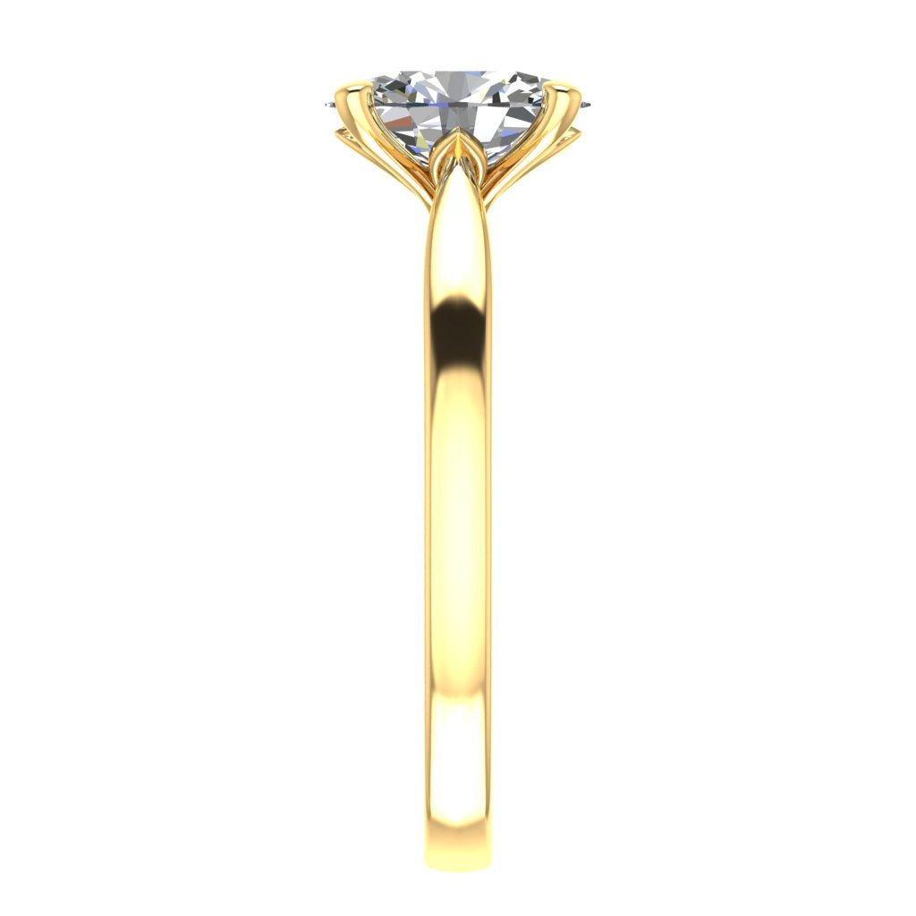 Oval Solitaire Yellow Gold Ring, Lotus Cathedral | SMO