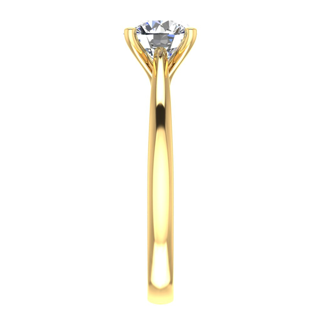 Round Solitaire Yellow Gold Ring, Cathedral 4 Prong | LGR