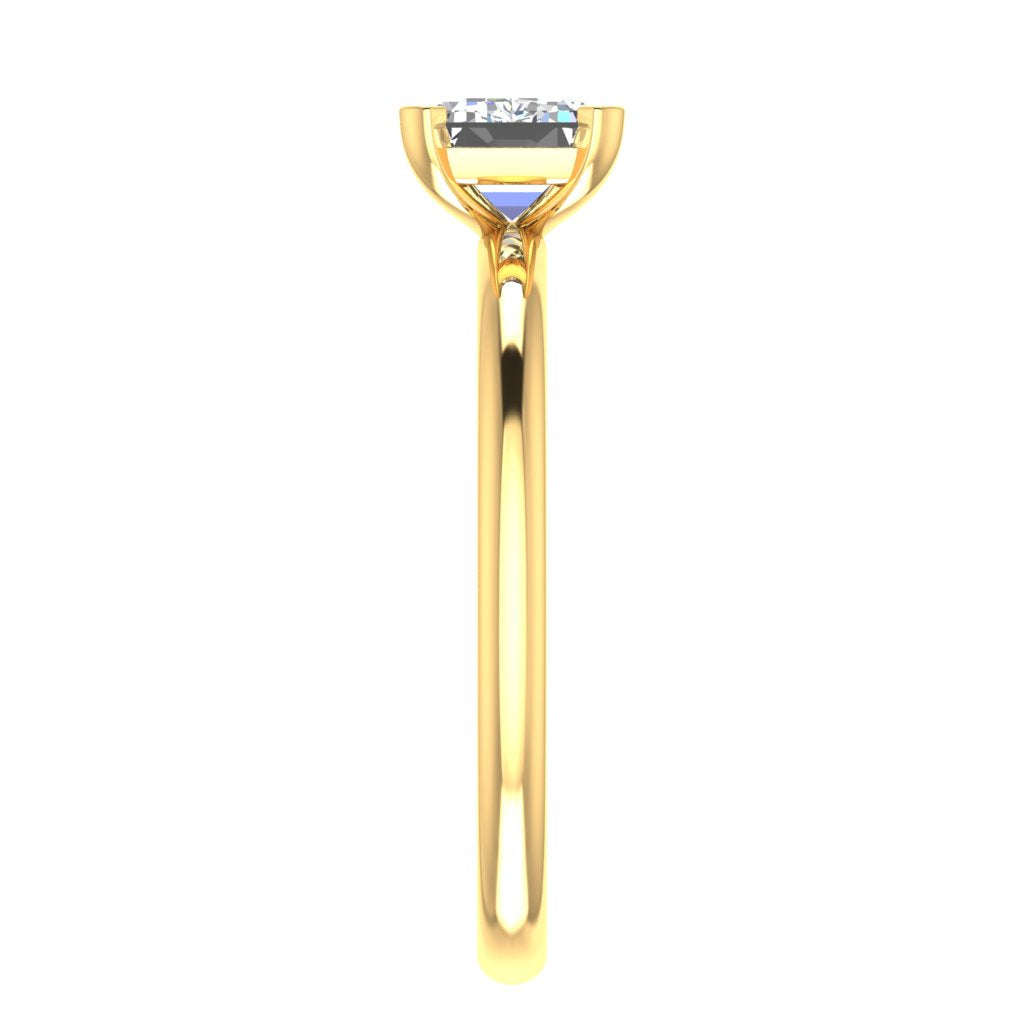 Emerald Landscape Solitaire Yellow Gold Ring, Floating Basket | LGE