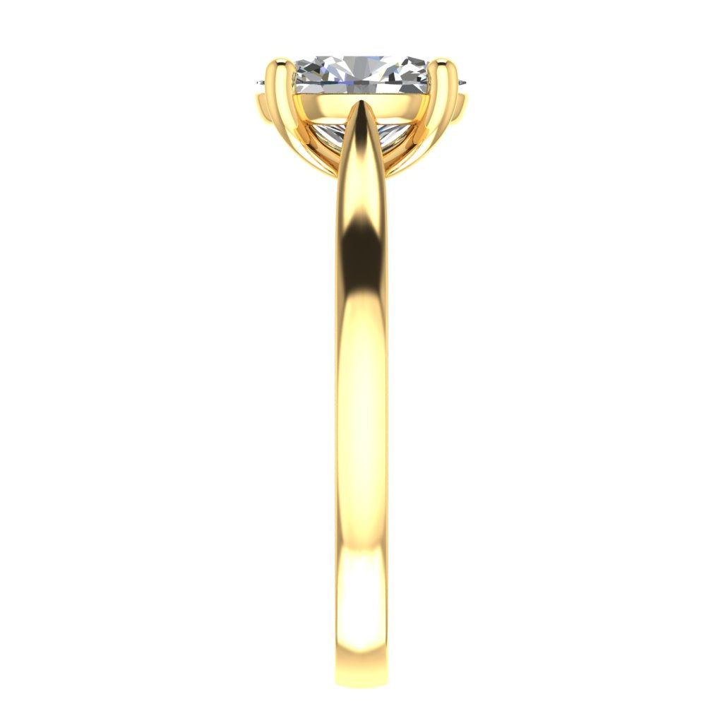 Oval Solitaire Yellow Gold Ring, Cathedral Basket | SMO