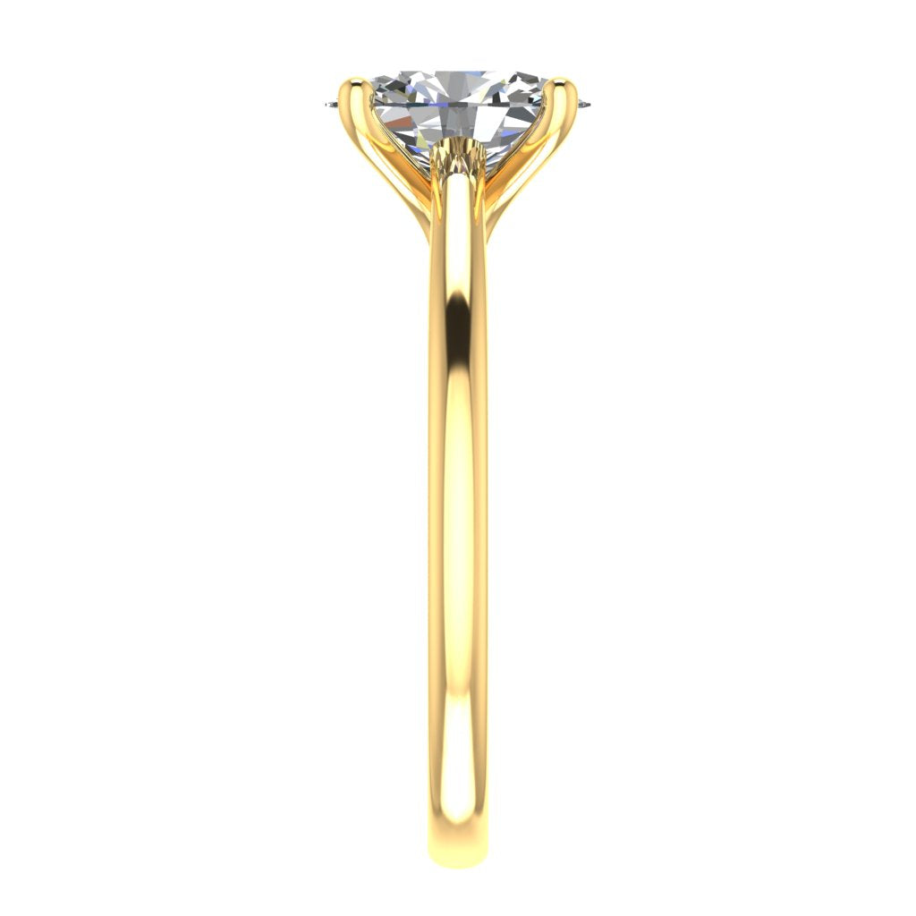 Oval Solitaire Yellow Gold Ring, Raised Peg Head | LGO