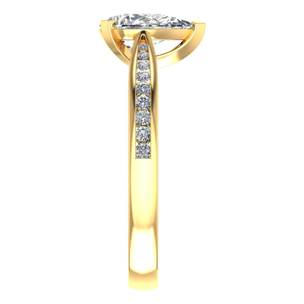 Pear Diamond Yellow Gold Ring, Channel Shoulder Set | LGA RX4155