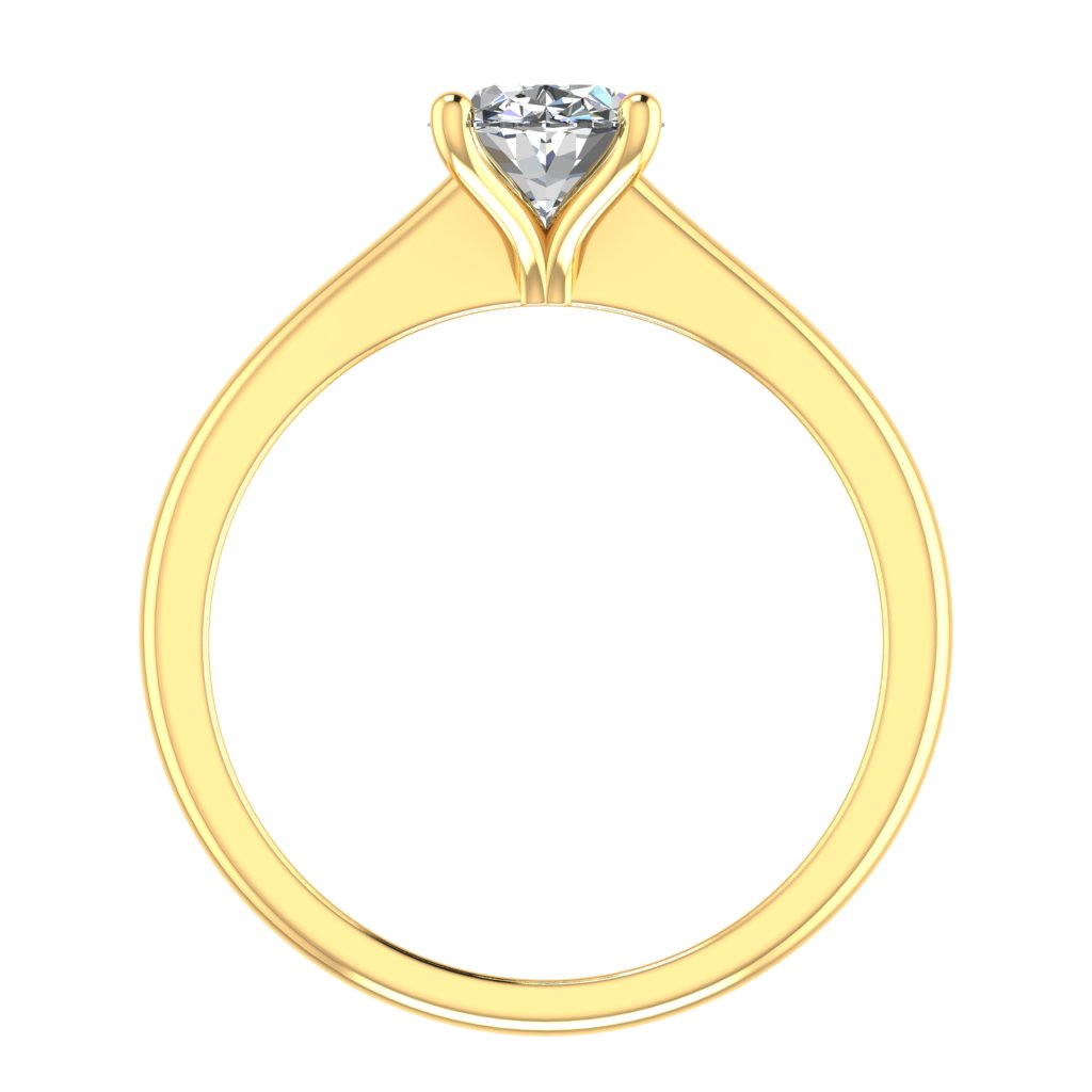 Oval Solitaire Yellow Gold Ring, Raised Peg Head | LGO