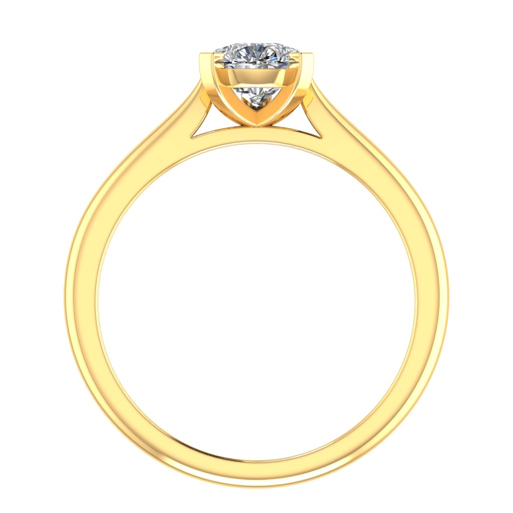 Pear Solitaire Yellow Gold Ring, Pinched Cathedral | SMA