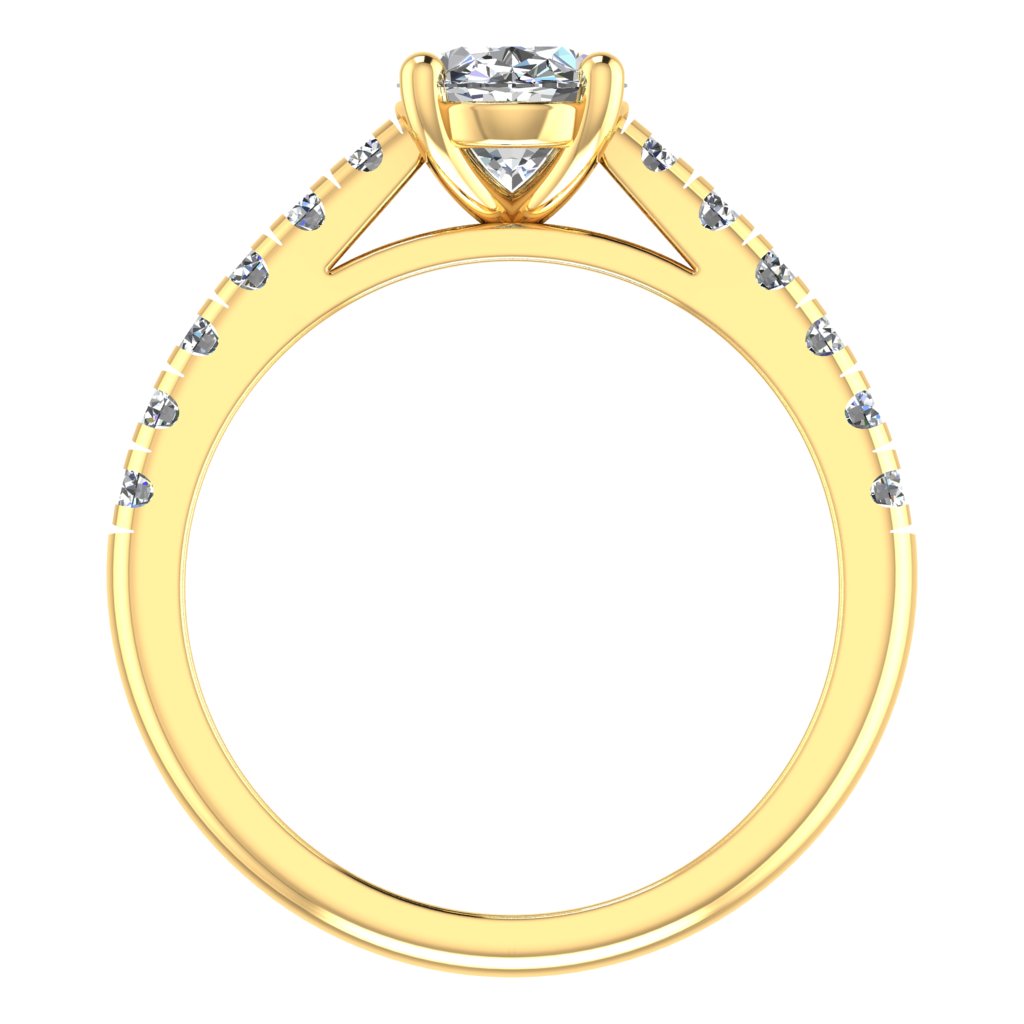Oval Diamond Yellow Gold Ring, Micro Shoulder Set Straight | LGO RX6234