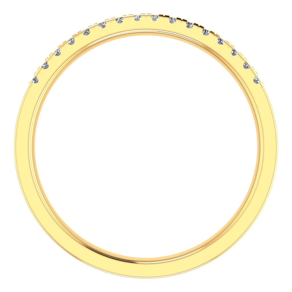 OFFSET ROUND DIAMOND CLAW SET BAND, MICRO SET, YELLOW GOLD