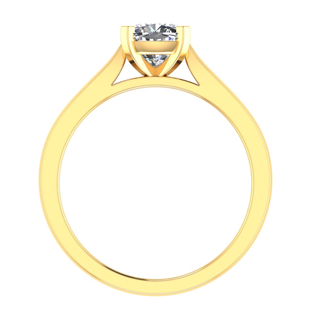 Cushion Solitaire Yellow Gold Ring, Pinched | SMC