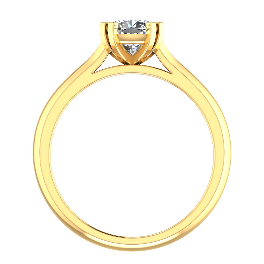 Cushion Solitaire Yellow Gold Ring, Knife Edge | SMC