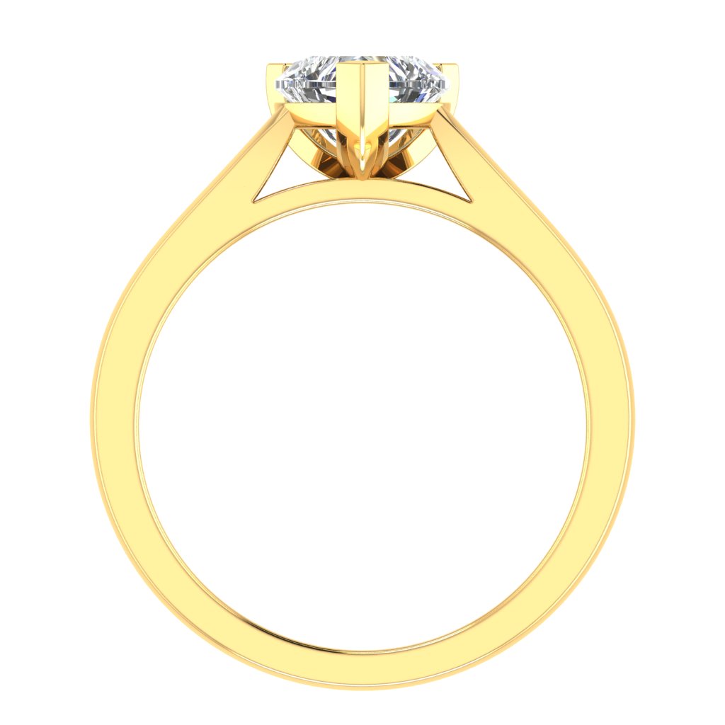 Heart Solitaire Yellow Gold Ring, Pinched | SMF