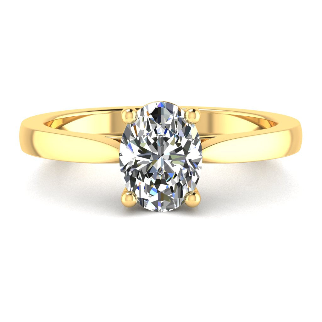 Oval Solitaire Yellow Gold Ring, Cathedral Basket | LGO