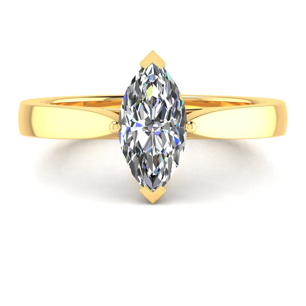 Marquise Diamond Engagement Ring, Tapered Band Solitaire