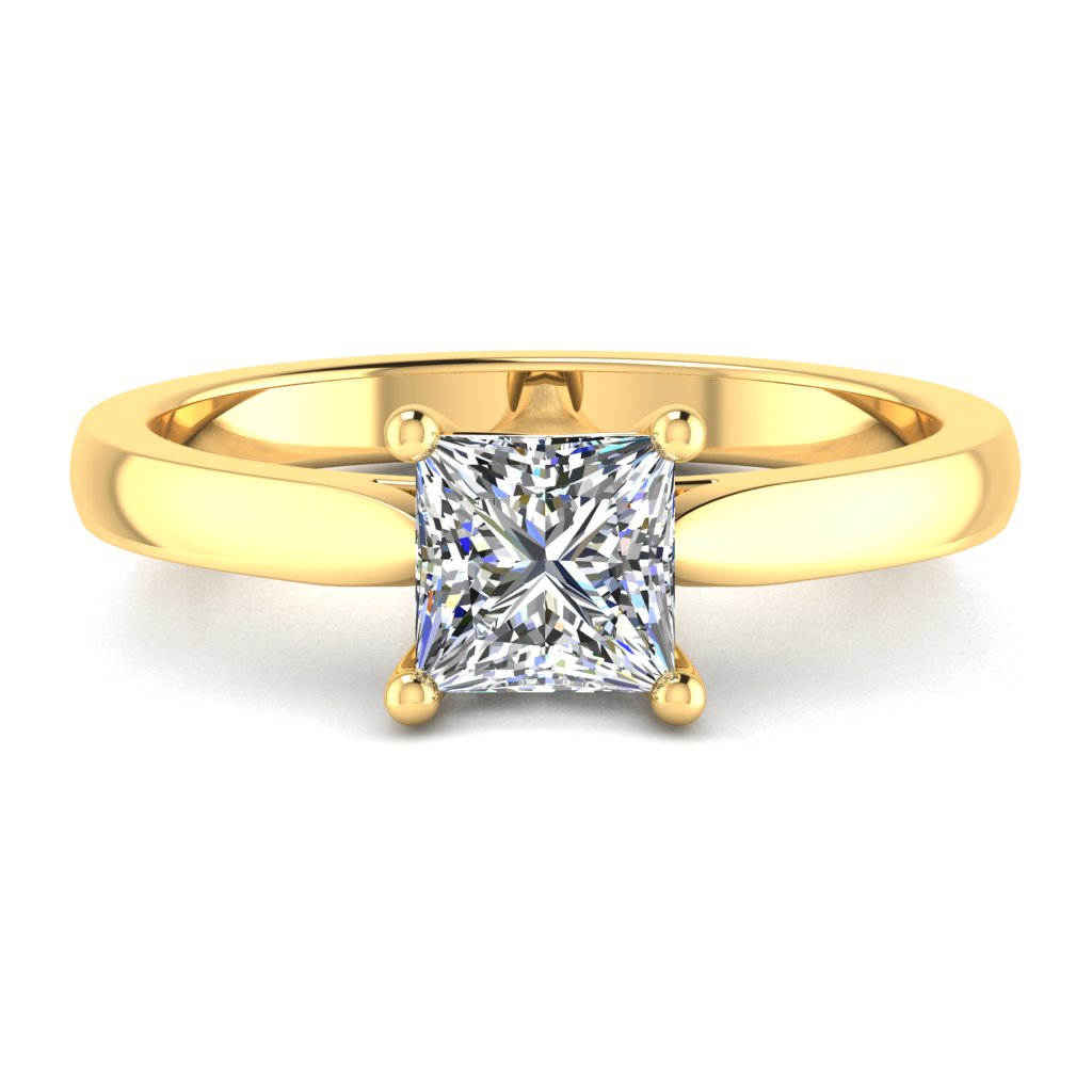 Princess Diamond Engagement Ring, Cathedral Basket Solitaire