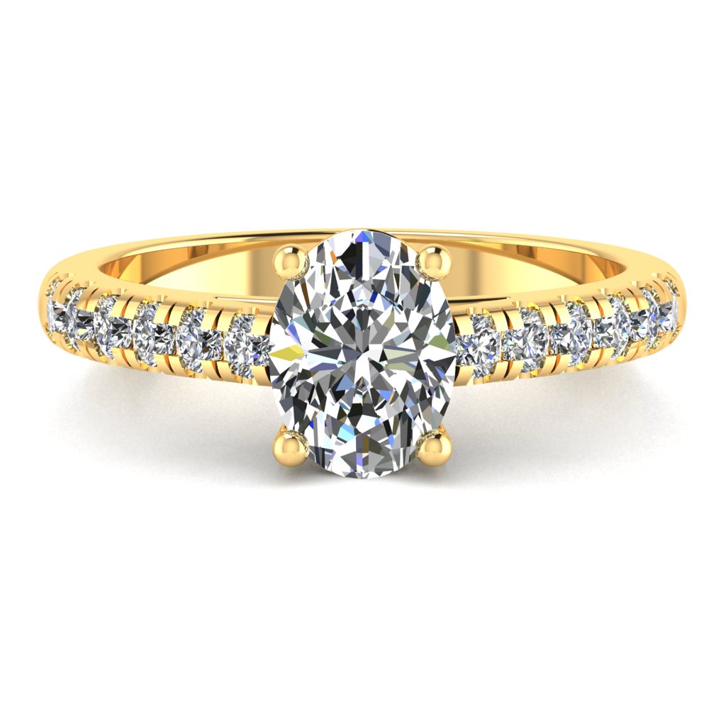 Oval Diamond Engagement Ring, Micro Shoulder Set Straight | RX6234