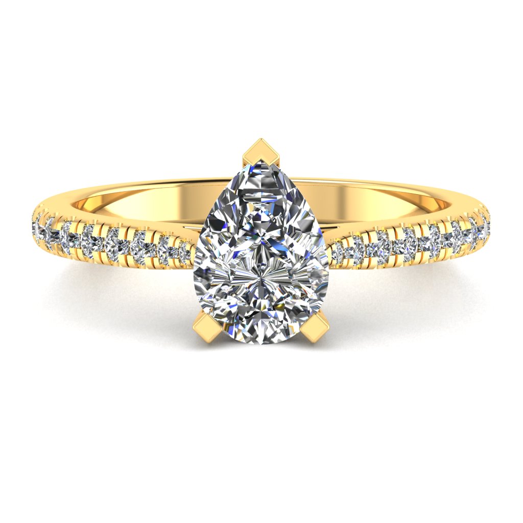 Pear Cut Diamond Micro Shoulder Set Pinched Ring