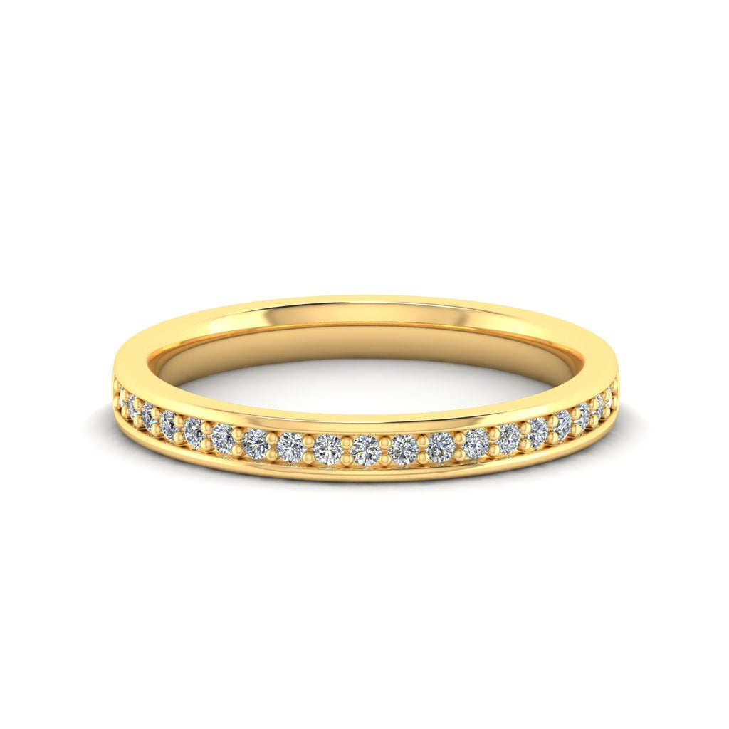 GRAIN AND CHANNEL SET ROUND DIAMOND ETERNITY RING, CLAW SET, YELLOW GOLD