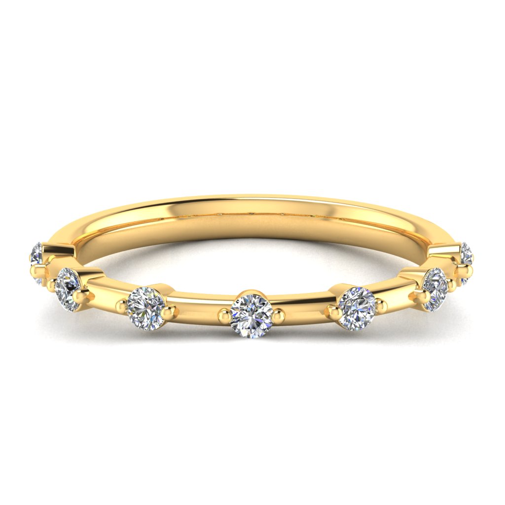 SPACED ROUND DIAMOND ETERNITY RING, CLAW SET, YELLOW GOLD