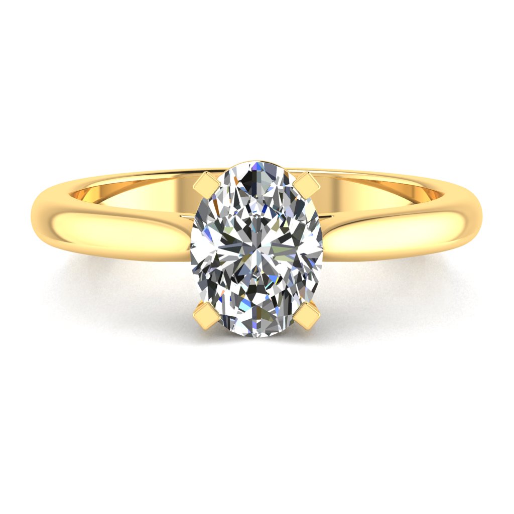 Oval Diamond Yellow Gold Engagement Ring, Cathedral Gallery Bar Solitaire | LT1029-50