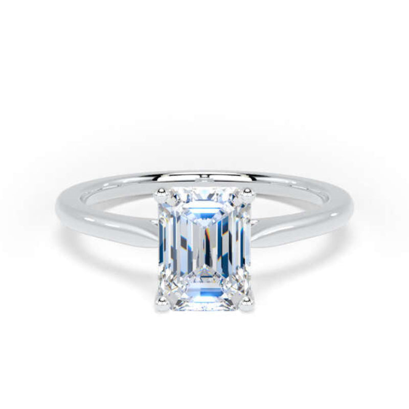 Emerald Cut Diamond Engagement Ring, Solitaire | EPP01