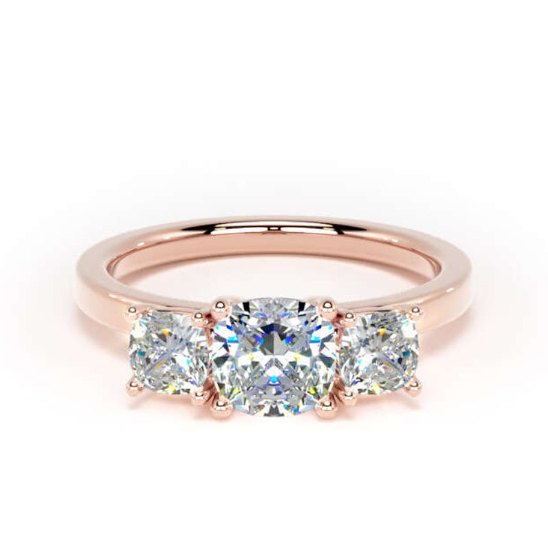 Cushion Diamond Engagement Ring, Claw Set Trilogy | M3C02