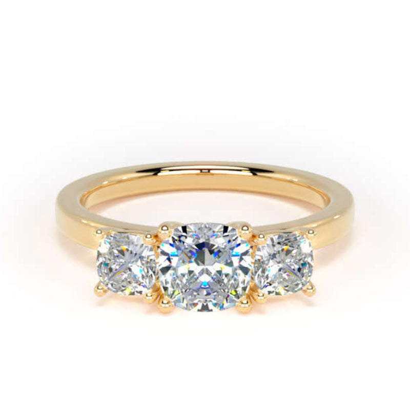 Cushion Diamond Engagement Ring, Claw Set Trilogy | M3C02