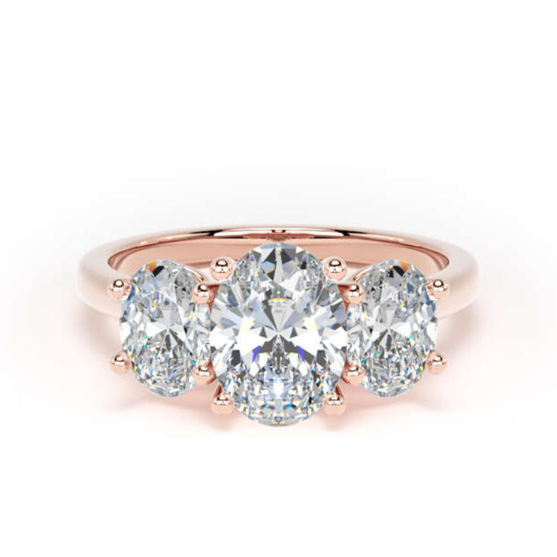 Oval Diamond Rose Gold Ring, Claw Set Trilogy | SMO M3O04
