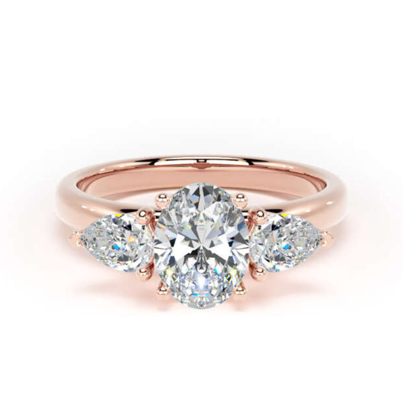 Oval & Pear Diamond Engagement Ring, Claw Set Trilogy | M3O05