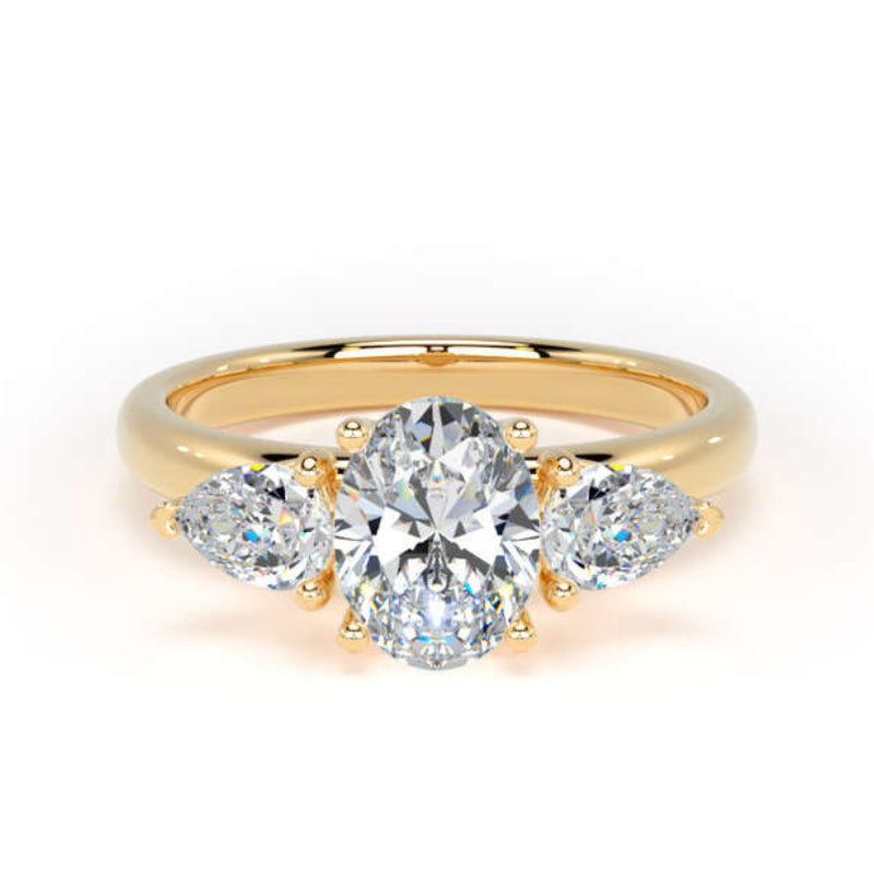 Oval & Pear Diamond Engagement Ring, Claw Set Trilogy | M3O05