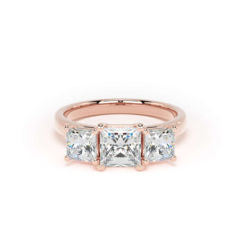 Princess Diamond Rose Gold Ring, Floating Head Trilogy | SMP M3P02