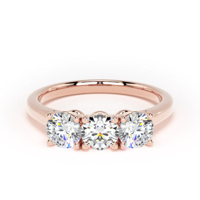 Round Diamond Engagement Ring, Plain Band Trilogy | M3R02
