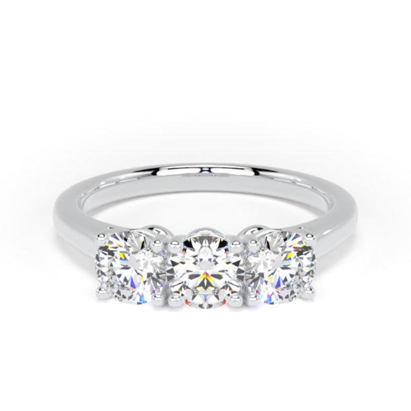 Round Diamond Engagement Ring, Plain Band Trilogy | M3R02