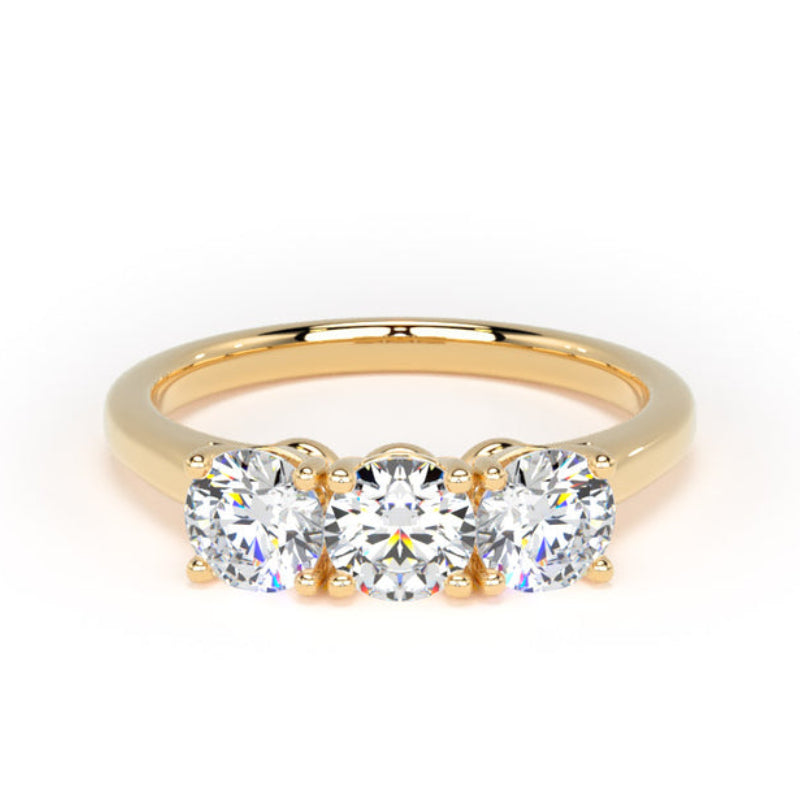 Round Diamond Engagement Ring, Plain Band Trilogy | M3R02