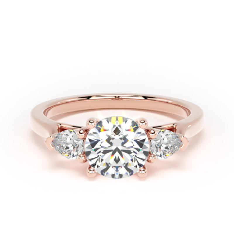 Round & Pear Diamond Engagement Ring, Trilogy | M3R03