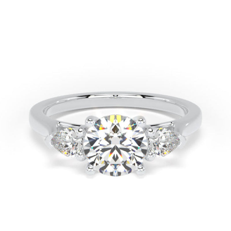 Round & Pear Diamond Engagement Ring, Trilogy | M3R03