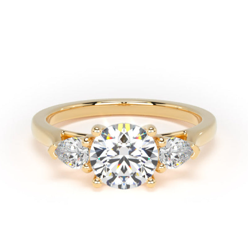 Round & Pear Diamond Engagement Ring, Trilogy | M3R03