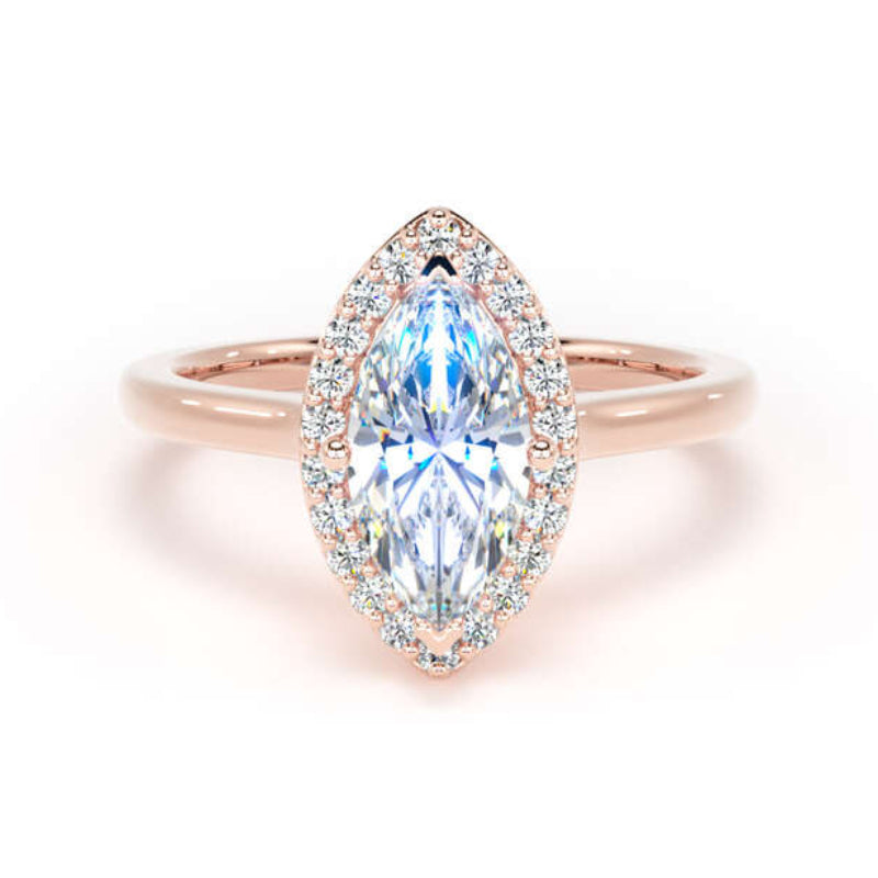 Halo Ring | Rose Gold, Marquise Diamond | MHP01 SMM
