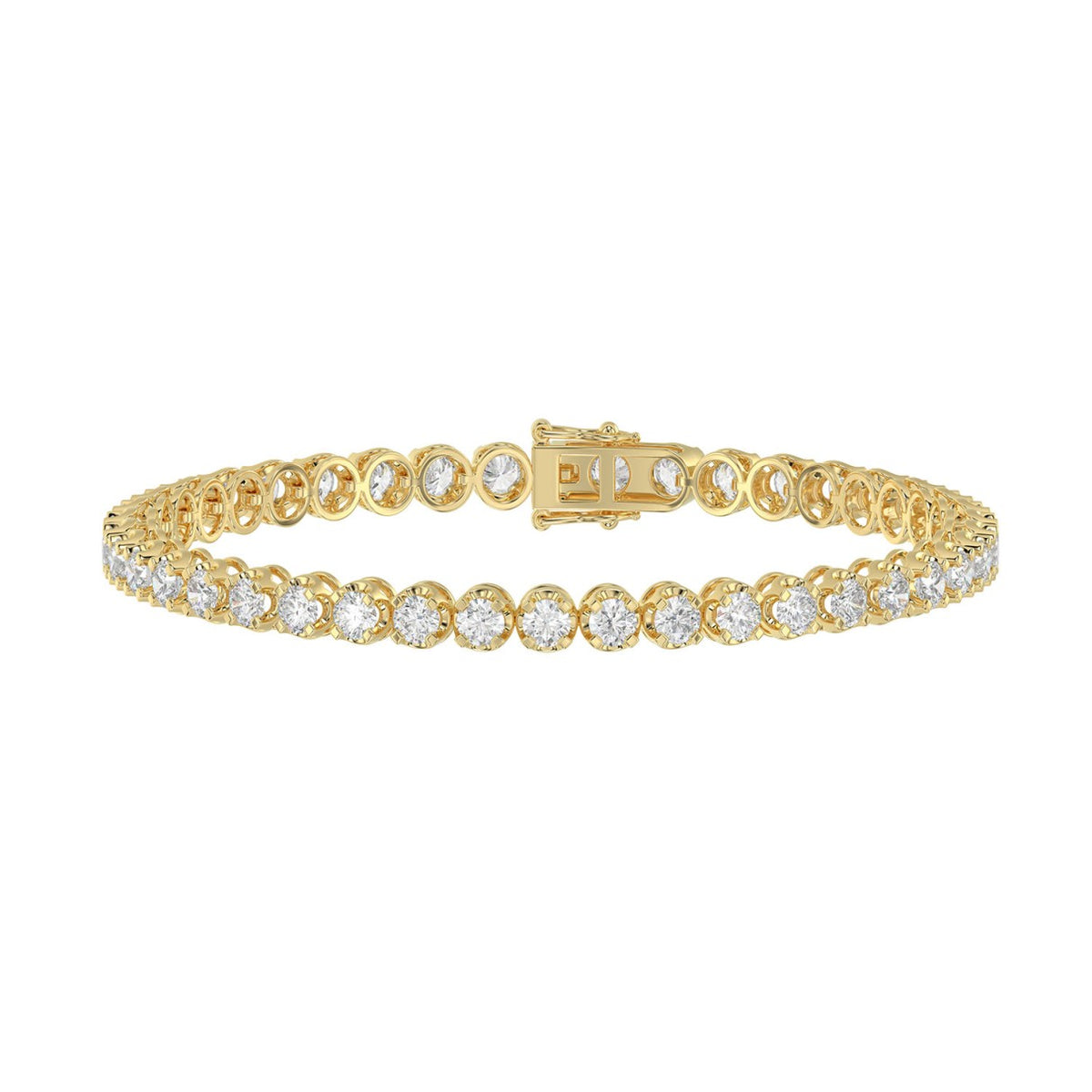 Round Diamond Yellow Gold Tennis Bracelet | Prong Set Round Basket 8.5" | TB1001