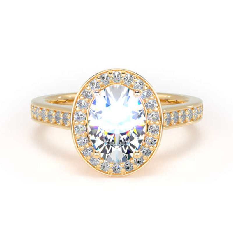 Oval Diamond Engagement Ring, Prong Set Halo | OHG01