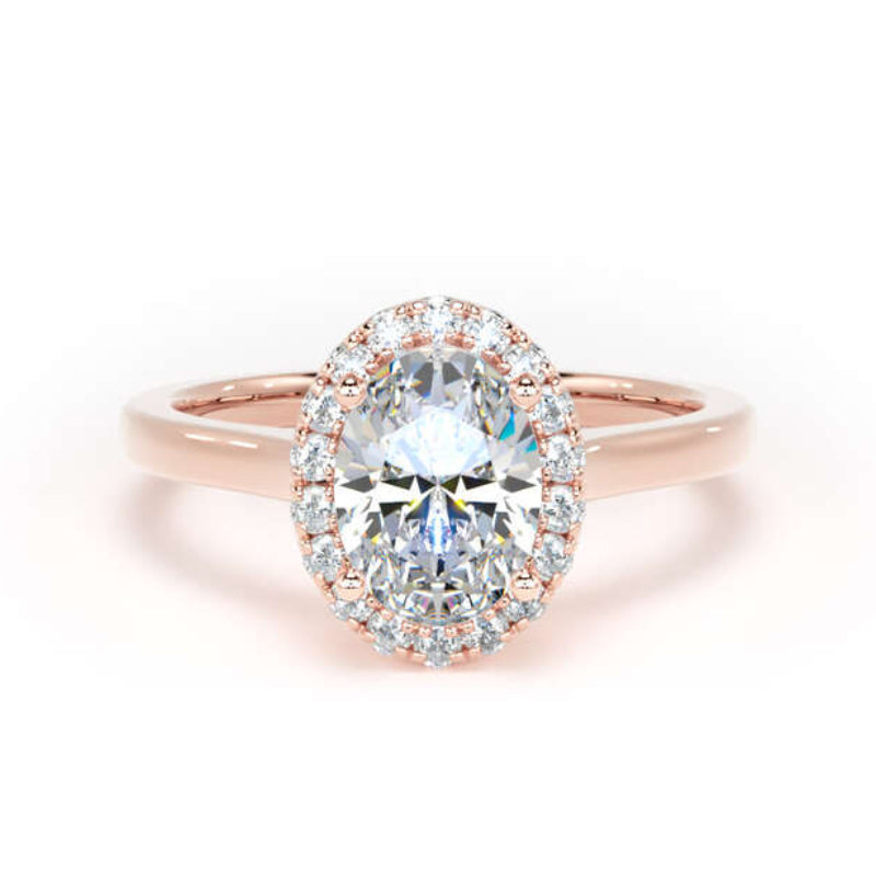 Oval Diamond Engagement Ring, Peekaboo Diamond Halo | OHP02