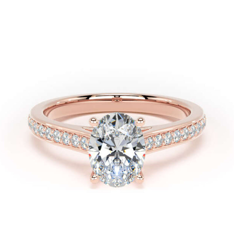 Oval Shoulder Set Rose Gold Ring | OSG01 SMO